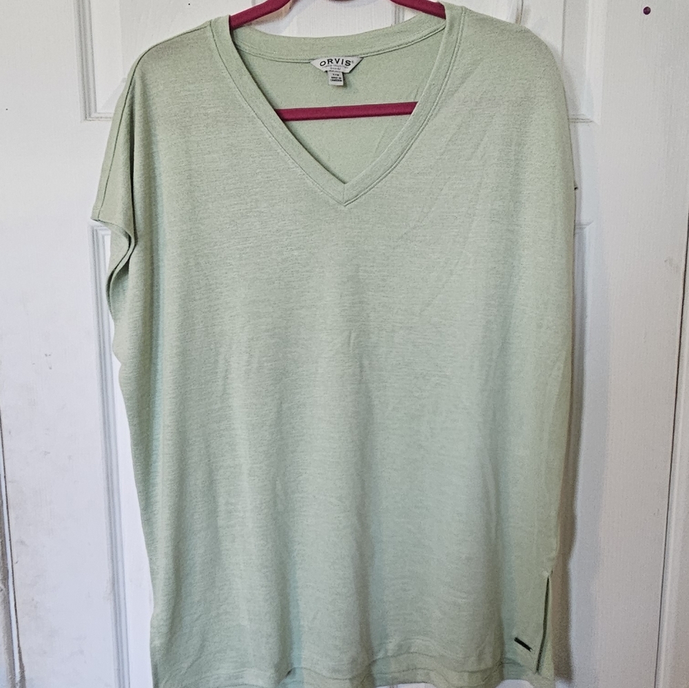 Orvis Light Green V-Neck Top
